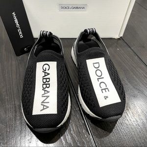 DOLCE&GABBANA Slip-On Knit Logo Patch Sneakers